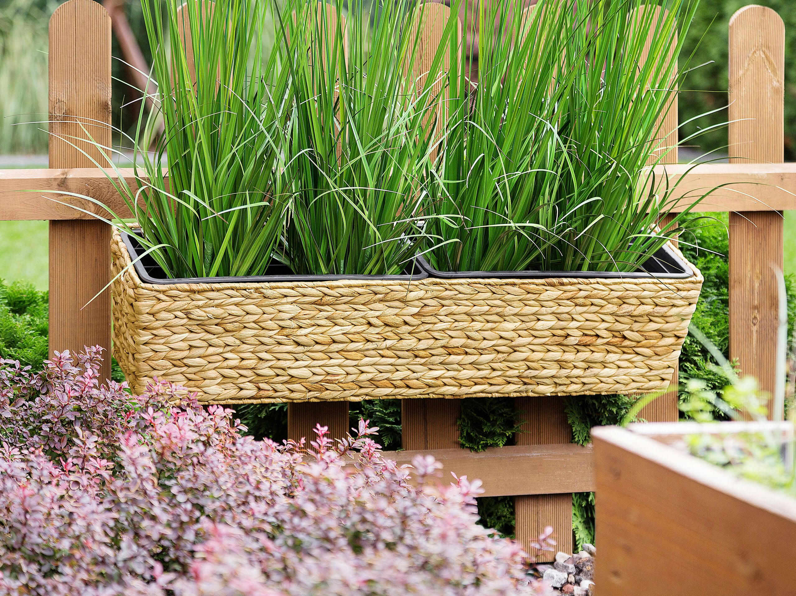 KAWALA - Jardinière balconnière rectangulaire beige sable 80x18