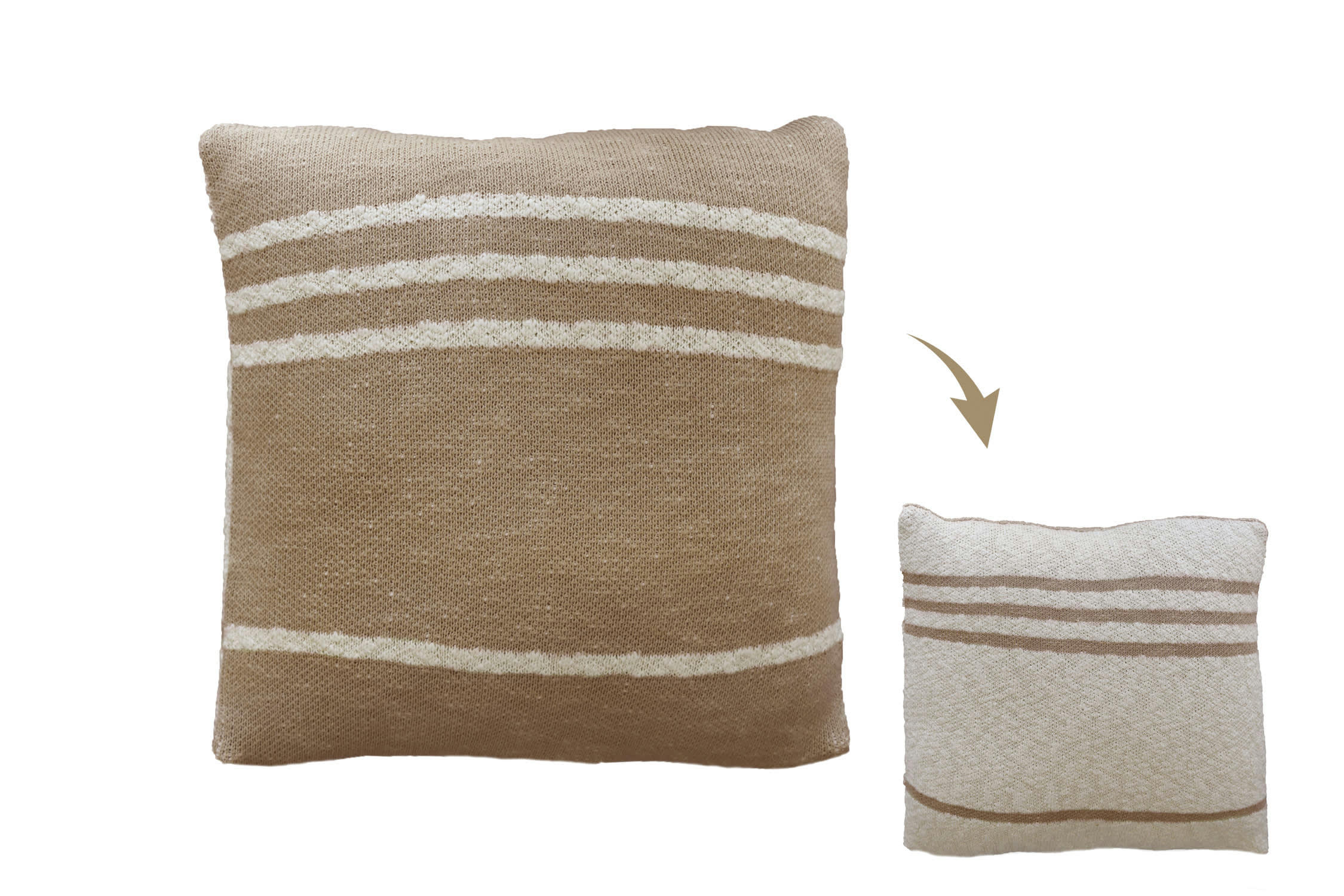 REVERSIBLE - Coussin en tricot design réversible en coton naturel 40x40