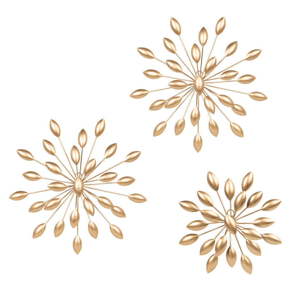 DAYMA - Déco murales en métal doré (x3) 30x30