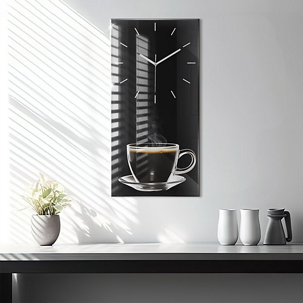 Horloge murale Wallfluent 30x60 cm Aiguilles blanches Café noir 1 pcs