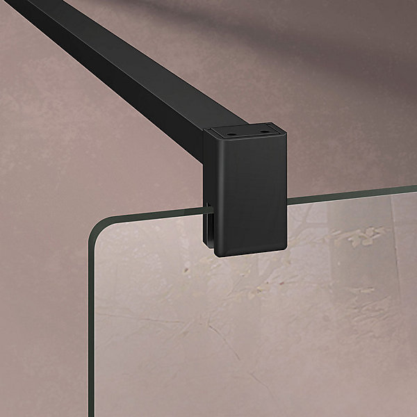 GRAND VERRE Paroi de douche à l'Italienne 100x200 en verre sérigraphié Oblique accessoires en noir mat
