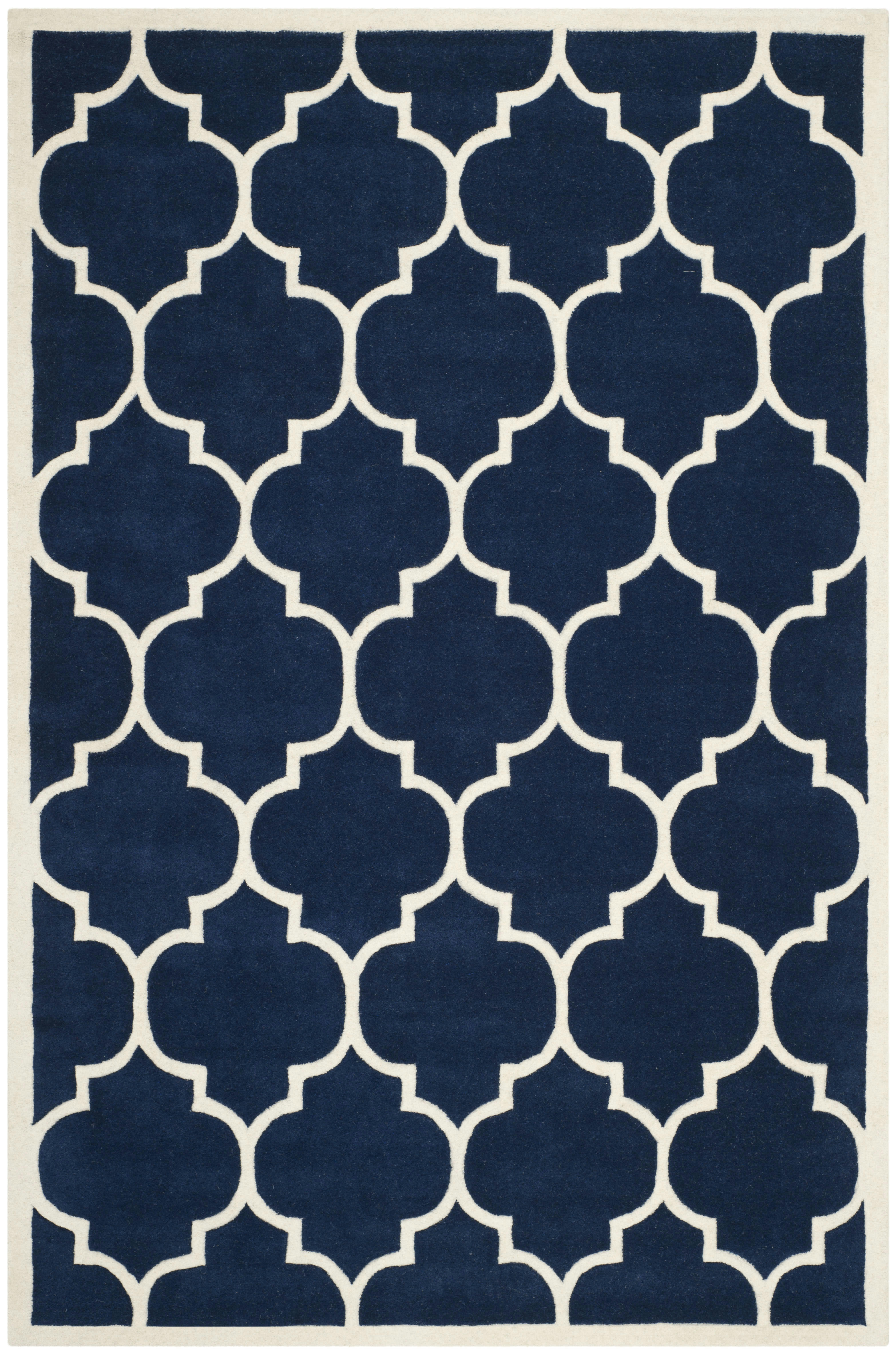 CHATHAM - Tapis de salon interieur en bleu fonce & ivoire, 152 x 244 cm