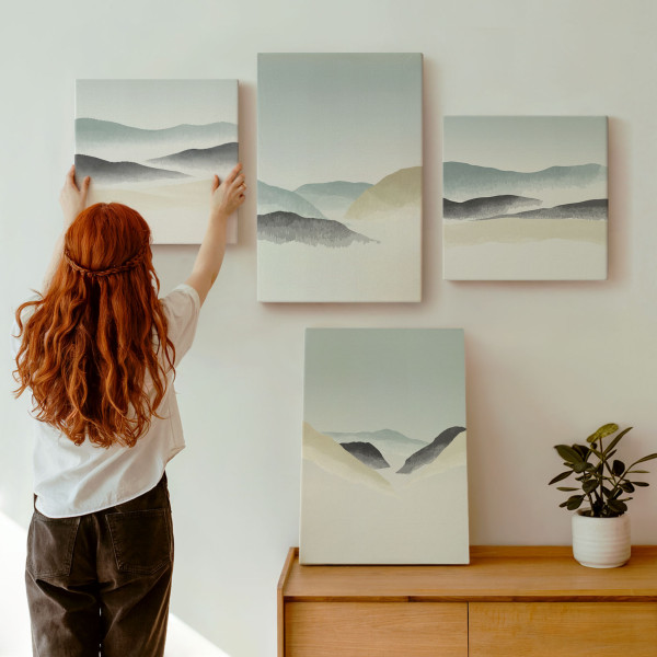 Obraz canvas 4 częściowy Góry pastele |40x40, 40x60| Wallfluent