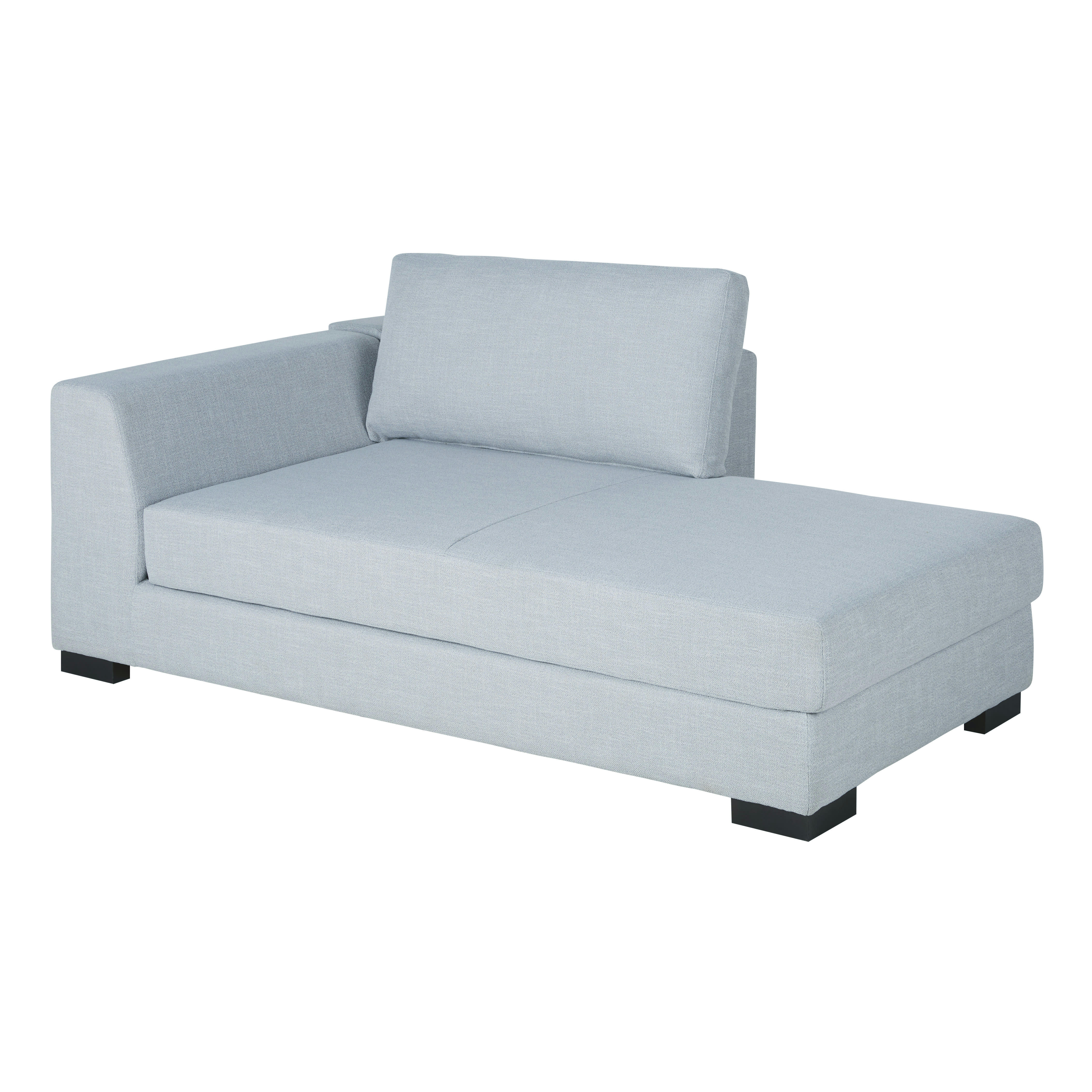 Terence - Méridienne-coffre droite pour canapé modulable bleu glacier