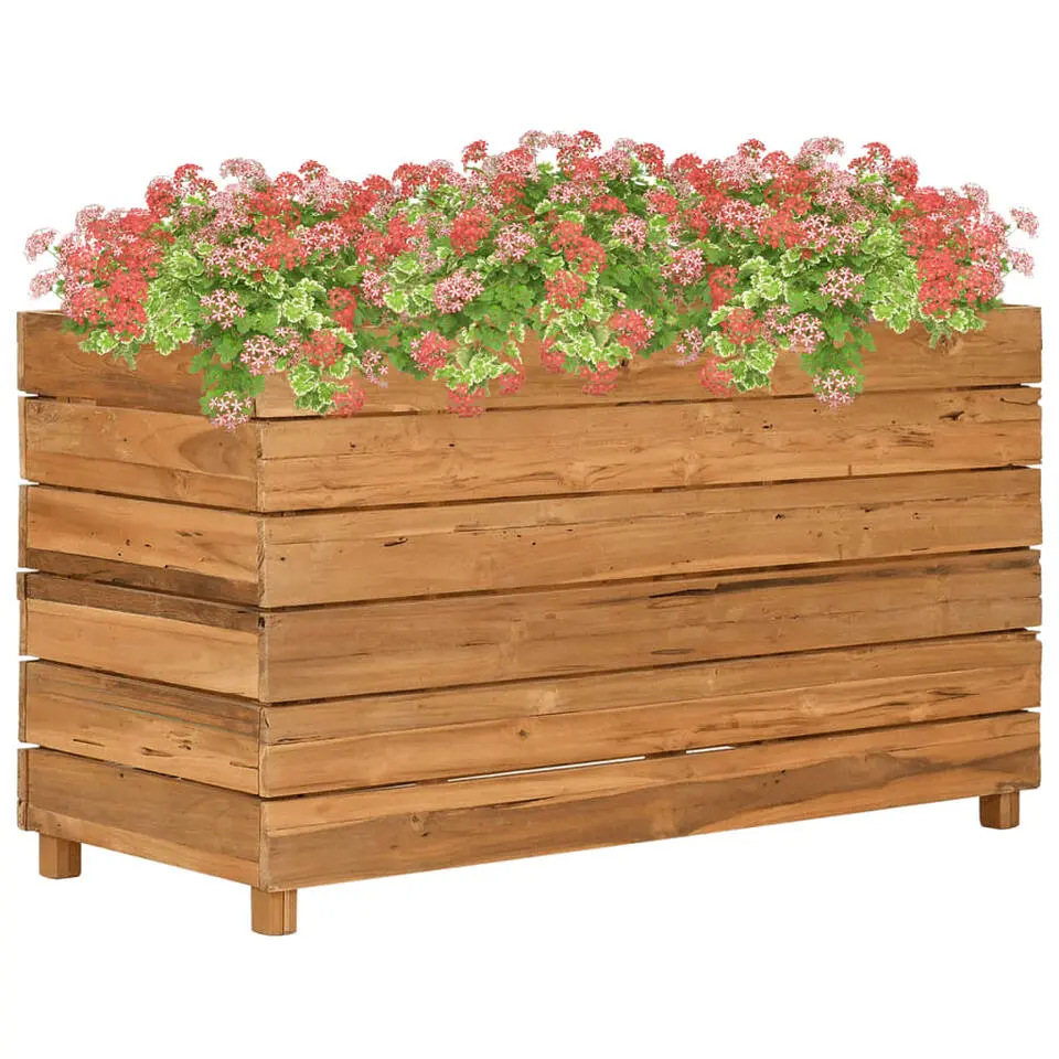vidaXL - Verhoogde Plantenbak - Bruin - Teakhout - 100 x 40 x 55 cm