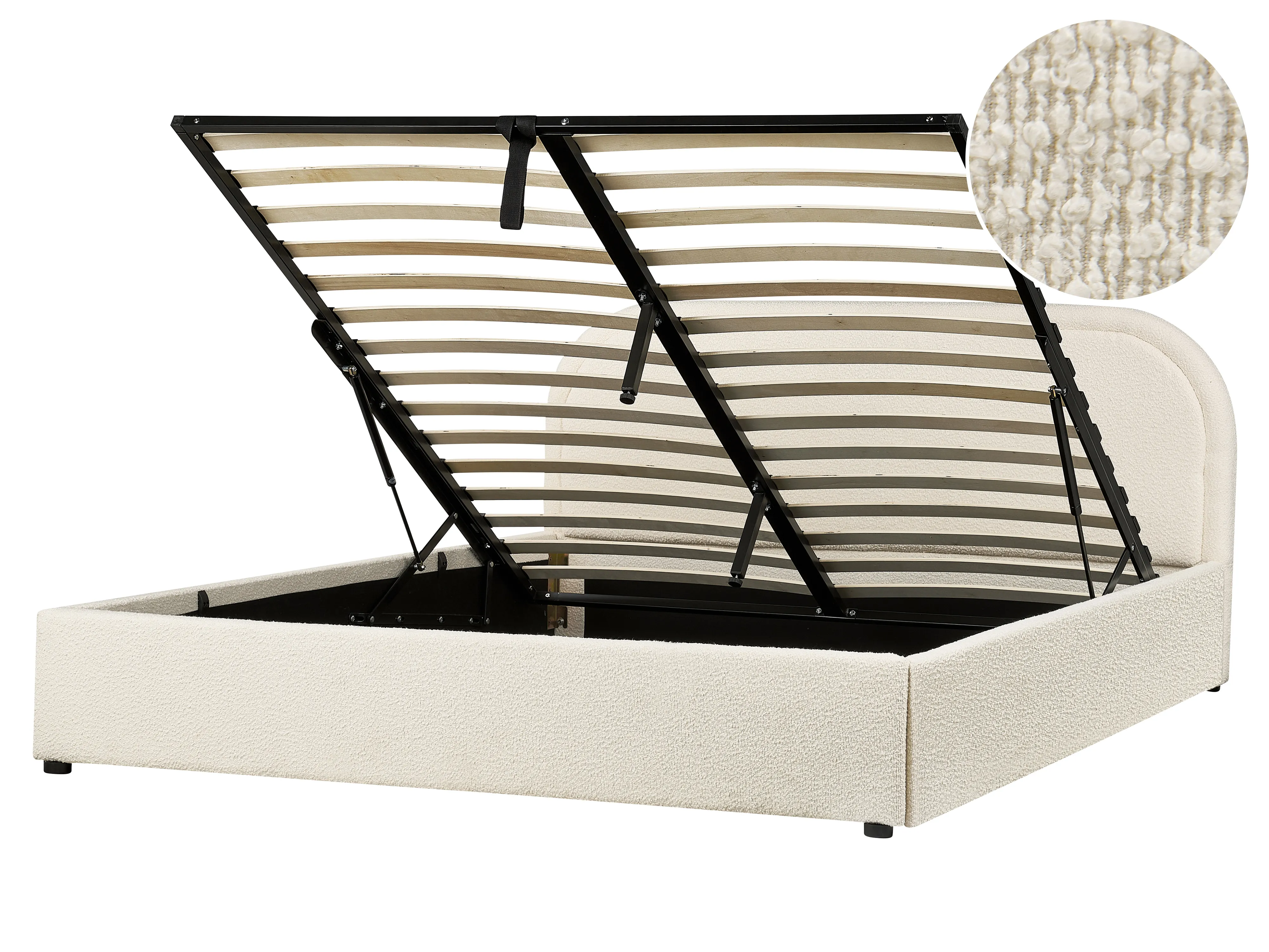 Ottoman Bed Boucle QUILLIEN 140 x 200 cm (EU Double) Light Beige
