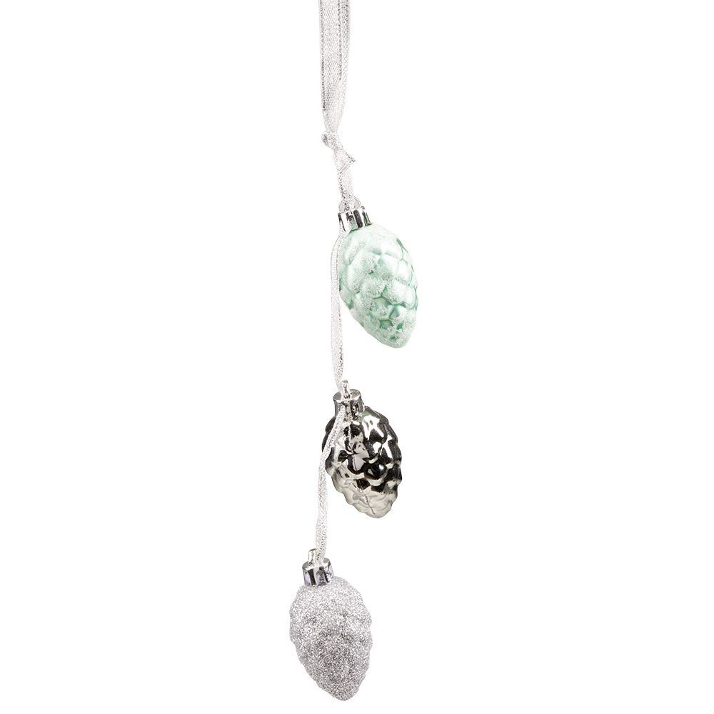 Suspension de No&euml;l grappe de 3 pommes de pin H33 cm