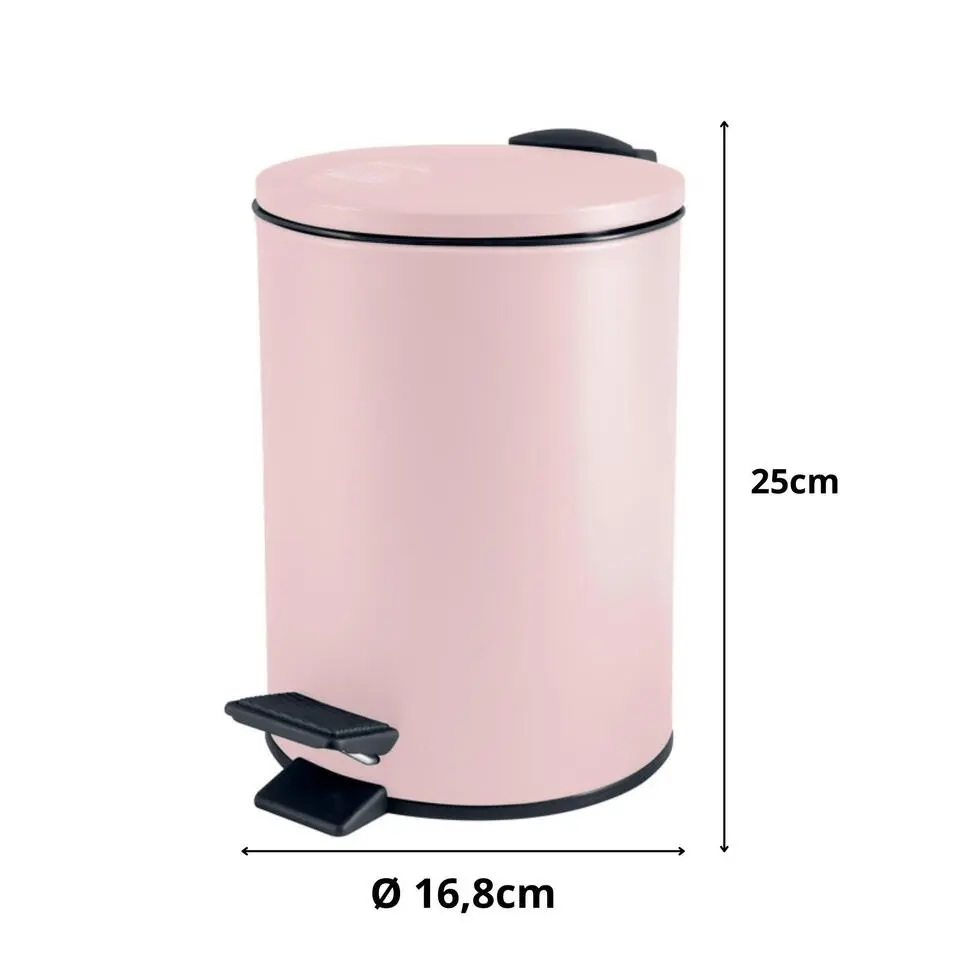 Spirella Pedaalemmer Cannes - lichtroze - 3L - metaal - 17x25 cm