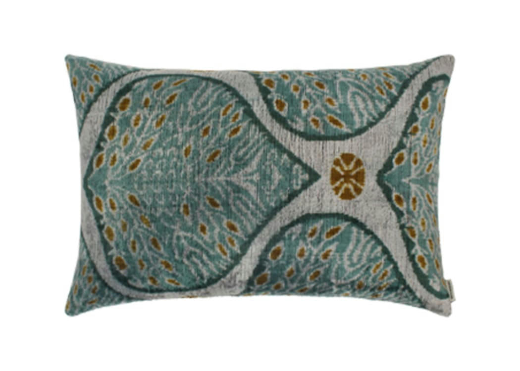 - Housse de coussin velours soie ikat  40x60 gris
