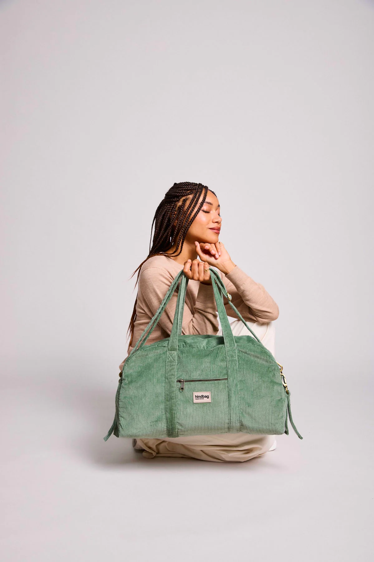 Sac à langer Basile Velours Vert d'eau