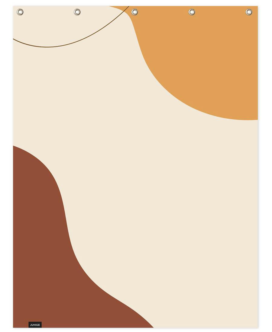 MOVEMENT 11 - Rideau de douche en polyester en blanc ivoire & jaune 150x200