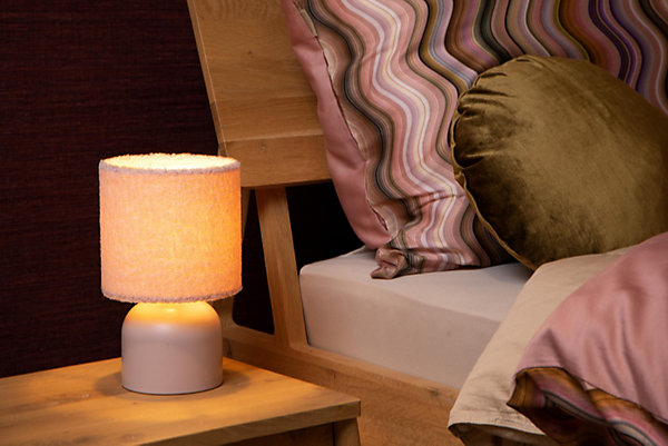 Lampe de table WOOLLY en coton avec 1xE14 - Rose - Lucide