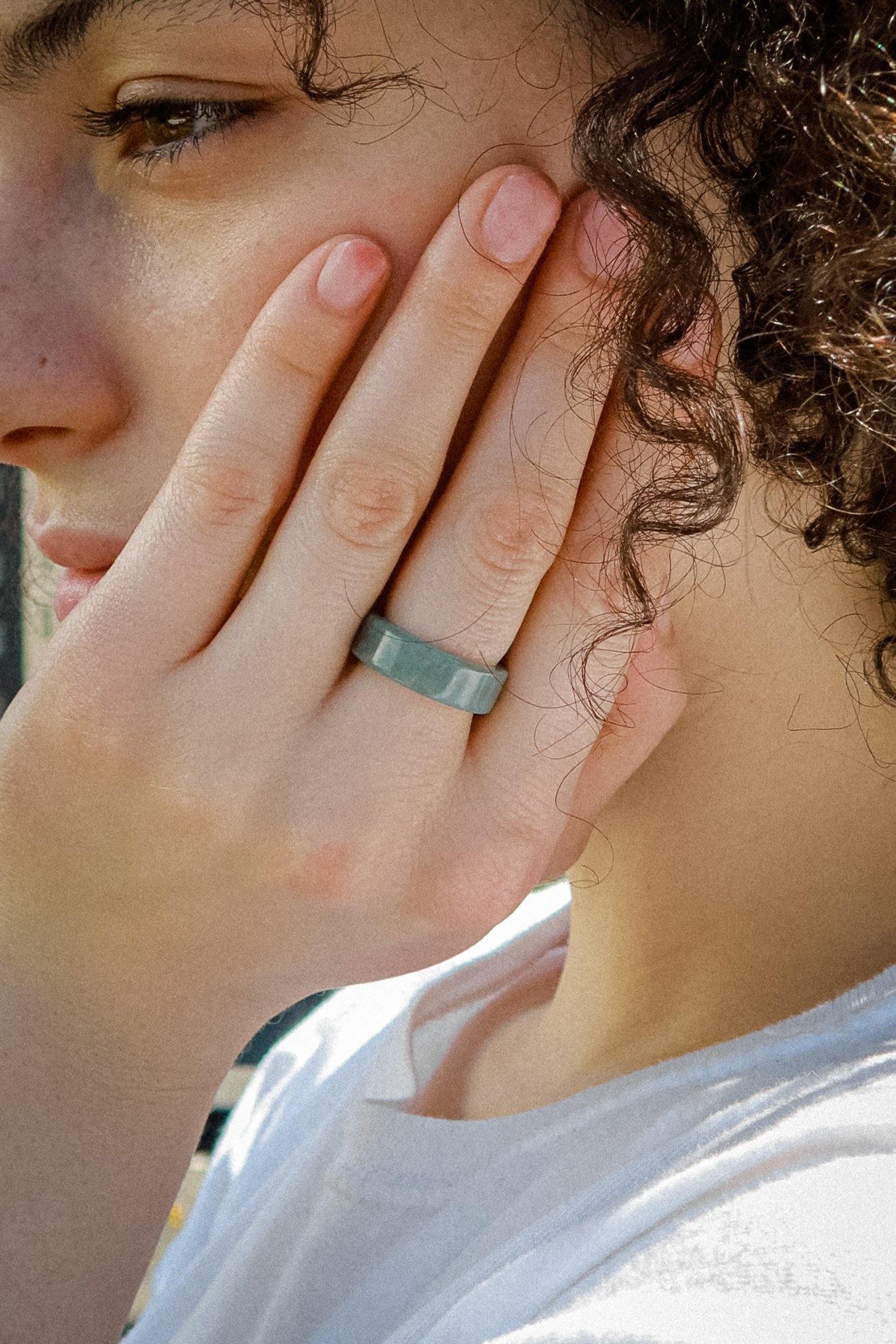 Gale — Cyan Square Jade Ring