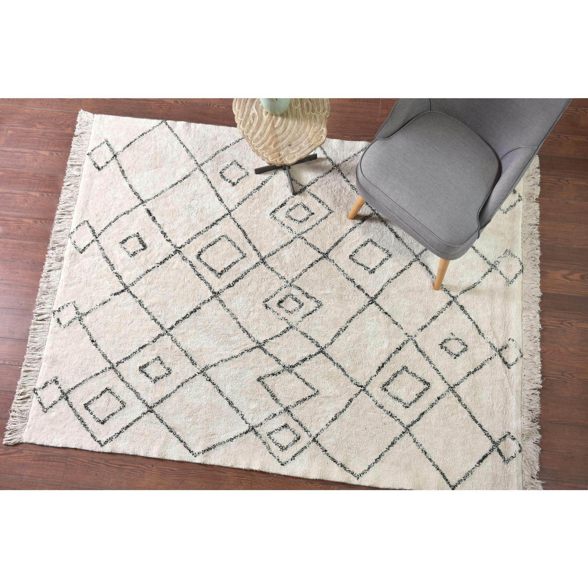 ERVIN - Tapis  en coton ivoire/taupe 190 x 290