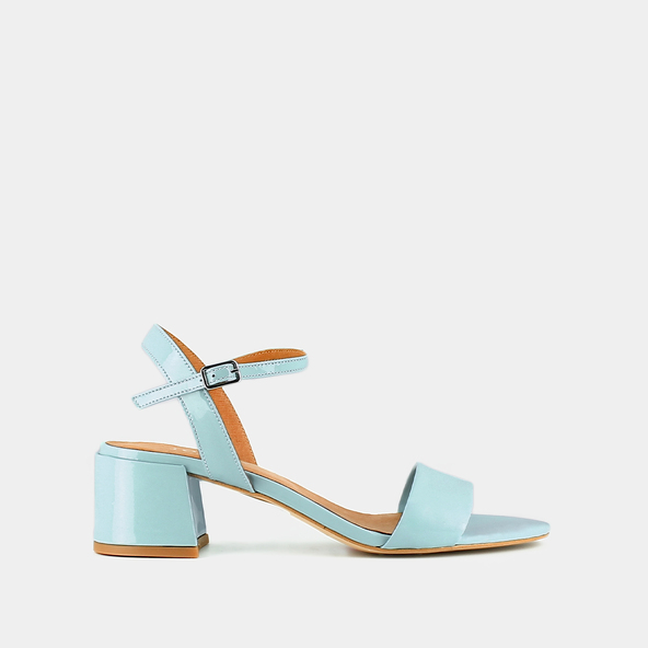Sandales à talons et bouts rondsen vernis turquoise | ANKER