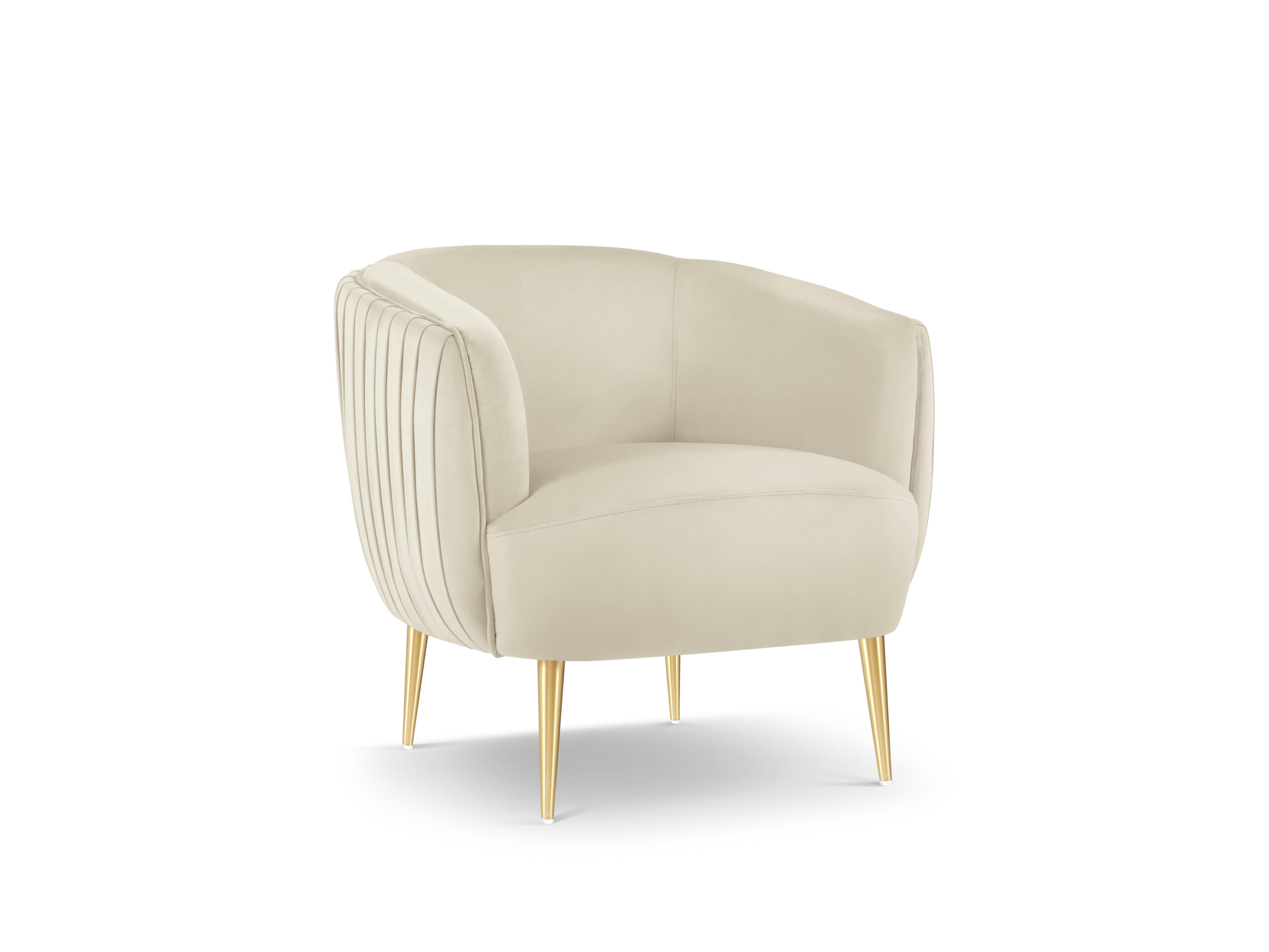 MOSS - Fauteuil en velours beige clair