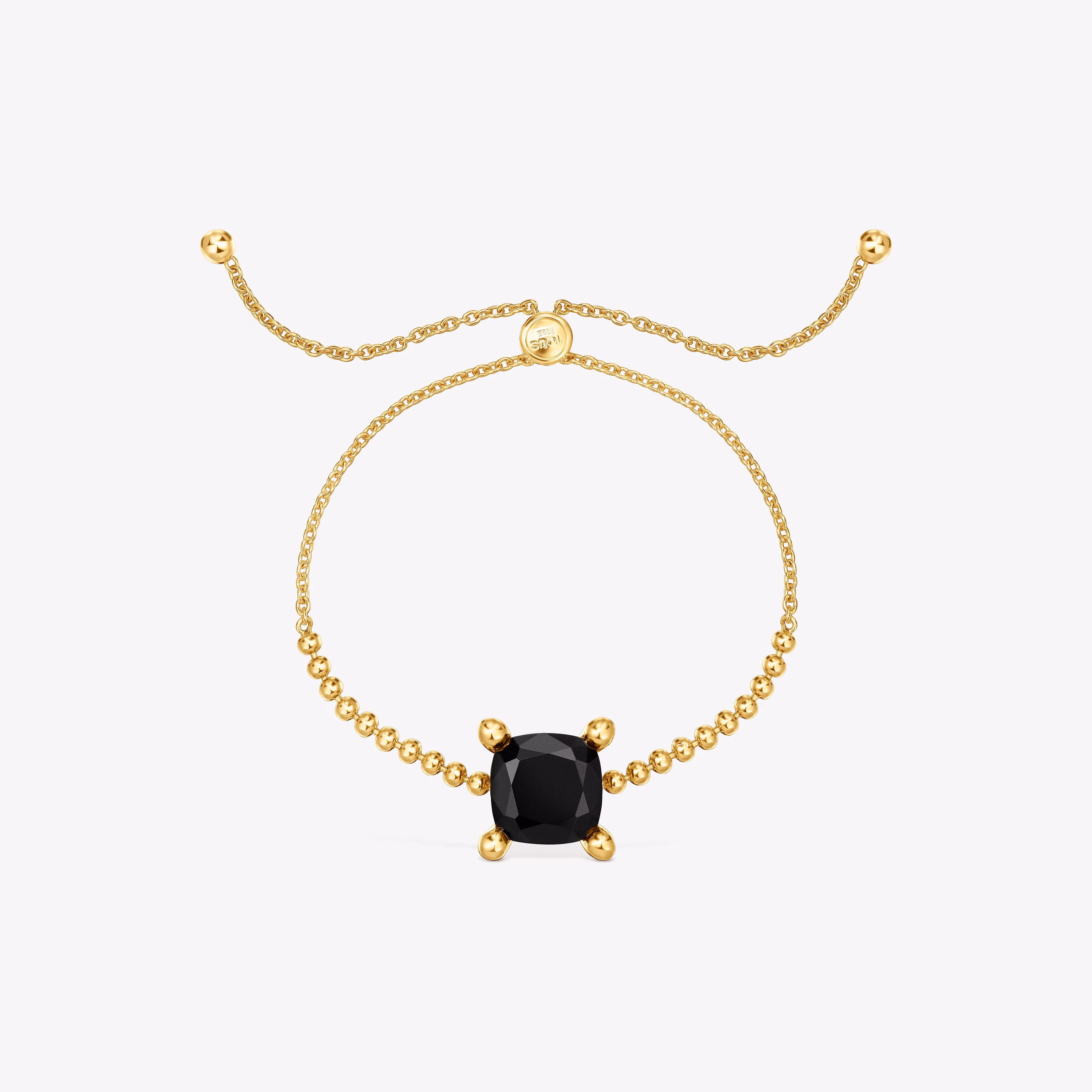 Pulsera cadena con detalles en baño de oro 18 kt sobre plata y ónix Color Black