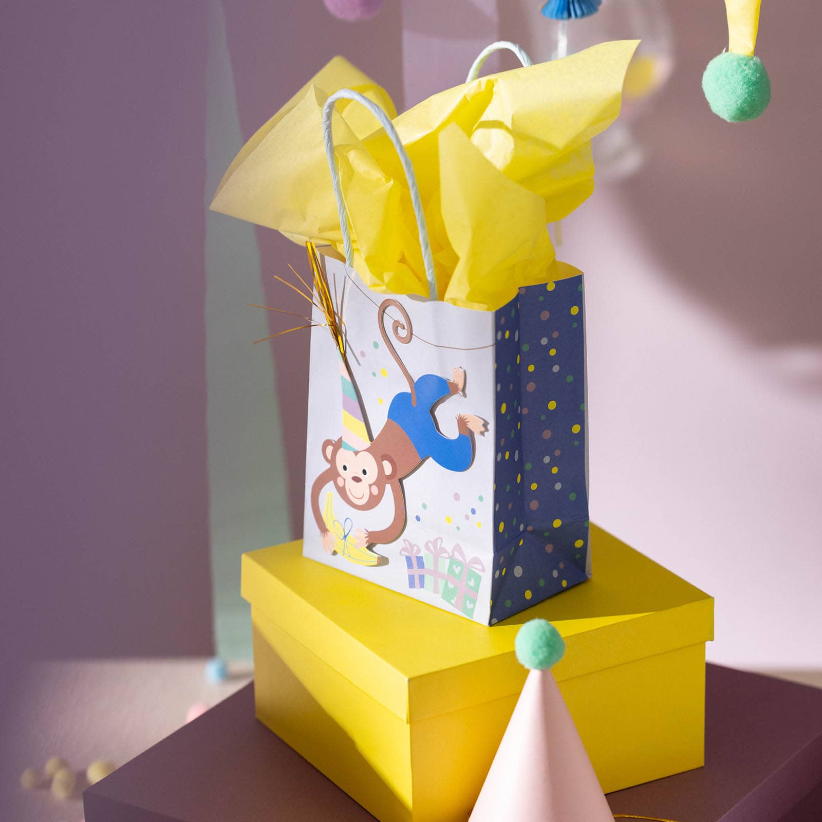Geschenktüte Affe Blau,B 110 x H 140 x T 60 mm