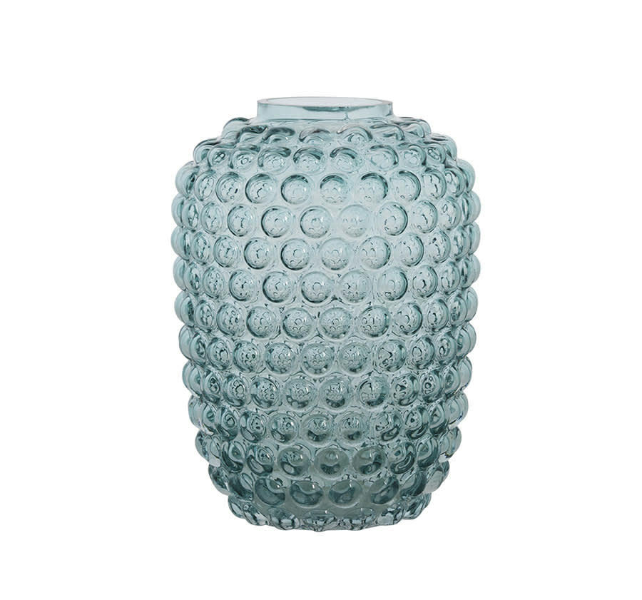 - Vase en verre bleu H20