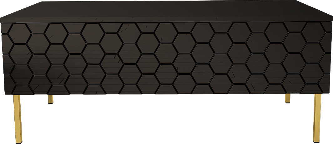 Ława 120cm na złotych nóżkach - Hexa 3 Czarny połysk