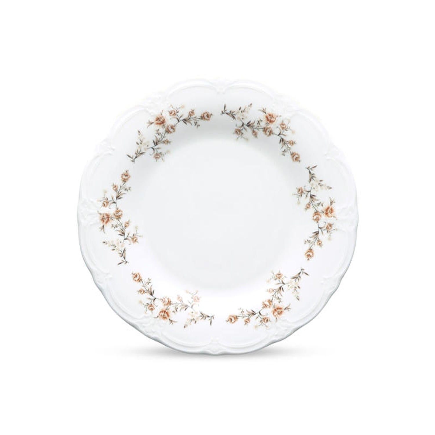 Bonbistro - Plat bord 27,5cm brown flower Retro - Set van 6