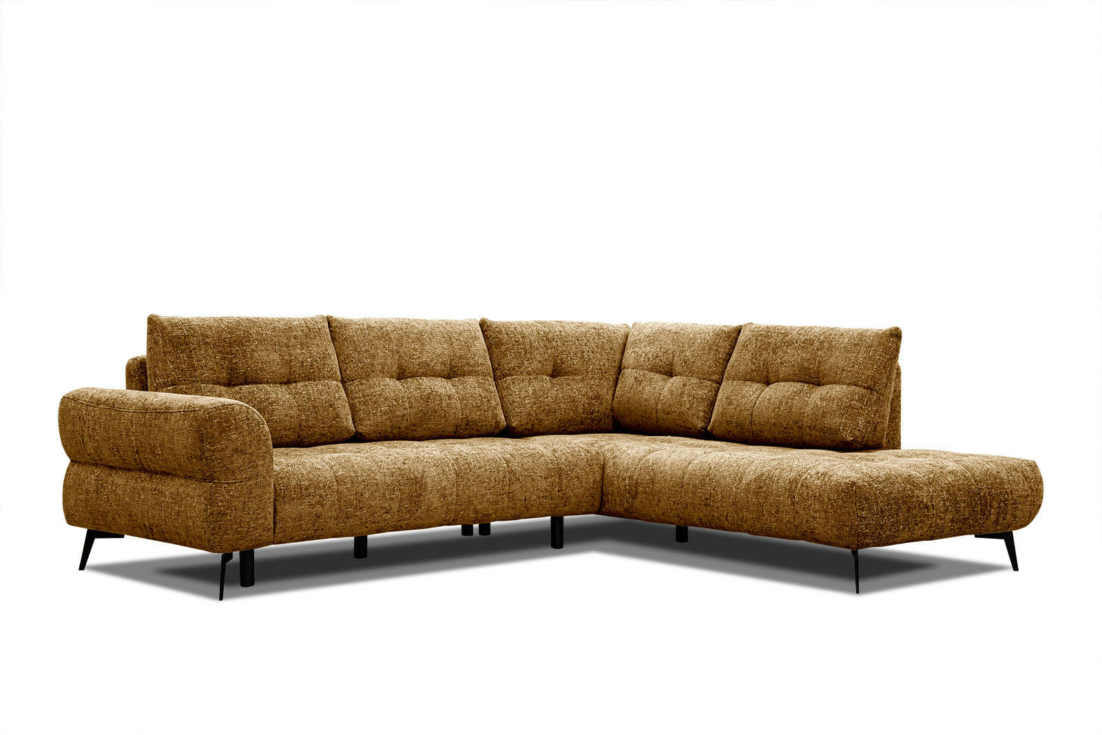 SALVINI - Canapé d'angle droit 5 places tissu doré