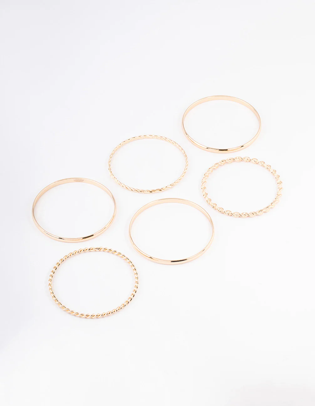 Gold Twisted & Plain Bracelet 6-Pack