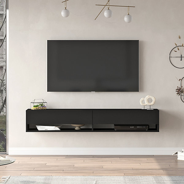 Meuble TV Laitila à 2 portes 29,5 x 180 x 31,5 cm noir en.casa