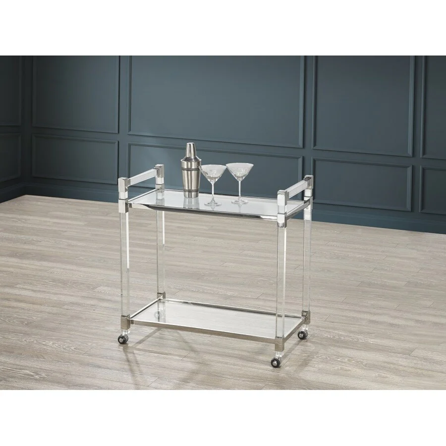 Cabrera Bar Cart, Acrylic/Silver - N/A