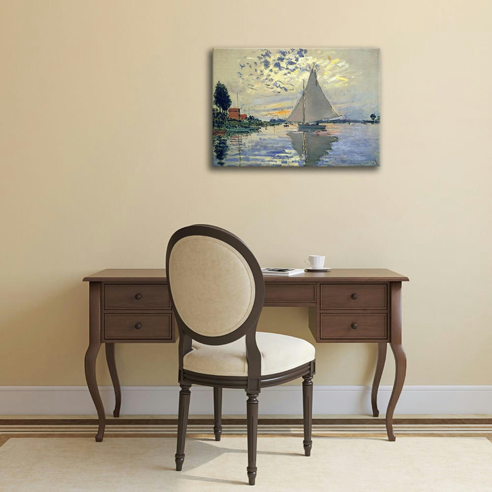 - Tableau voilier au Petit-Gennevilliers Claude Monet 50x70cm