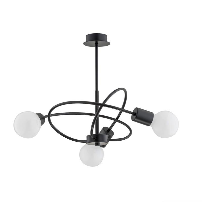 Lampa wisząca czarna PULVERIT 3xE27x60W wym: 43x45x45 cm Alfa