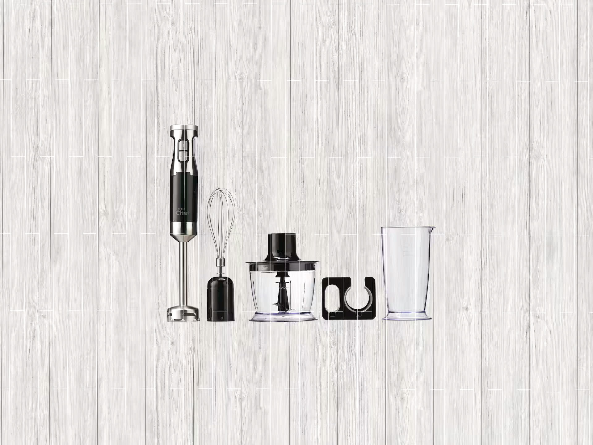 MASTER Chef Corded Hand Blender with Whisk, Stainless Steel, Black