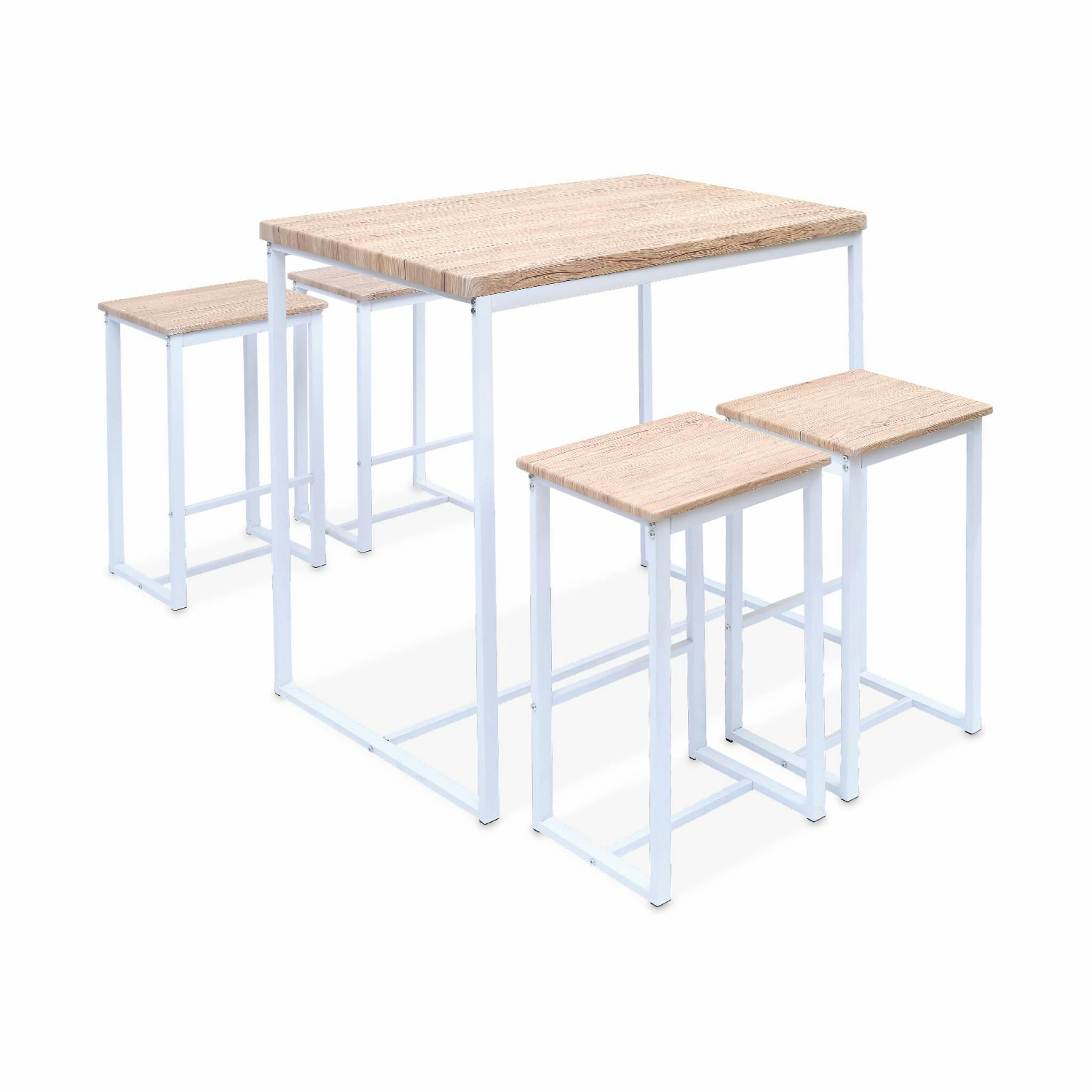 LOFT - Set table haute avec 4 tabourets de bar