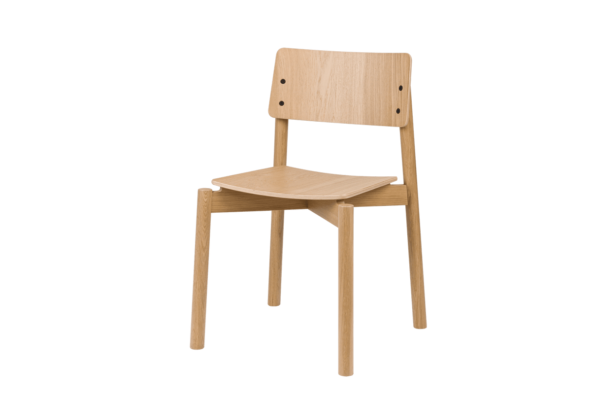noo.ma Wem eetkamerstoel - ergonomisch gevormd multiplex met eikenfineer, massief eiken poten