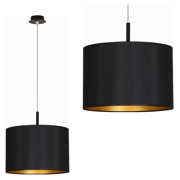 Lampa wisząca Alice Gold tkaninowa czarna