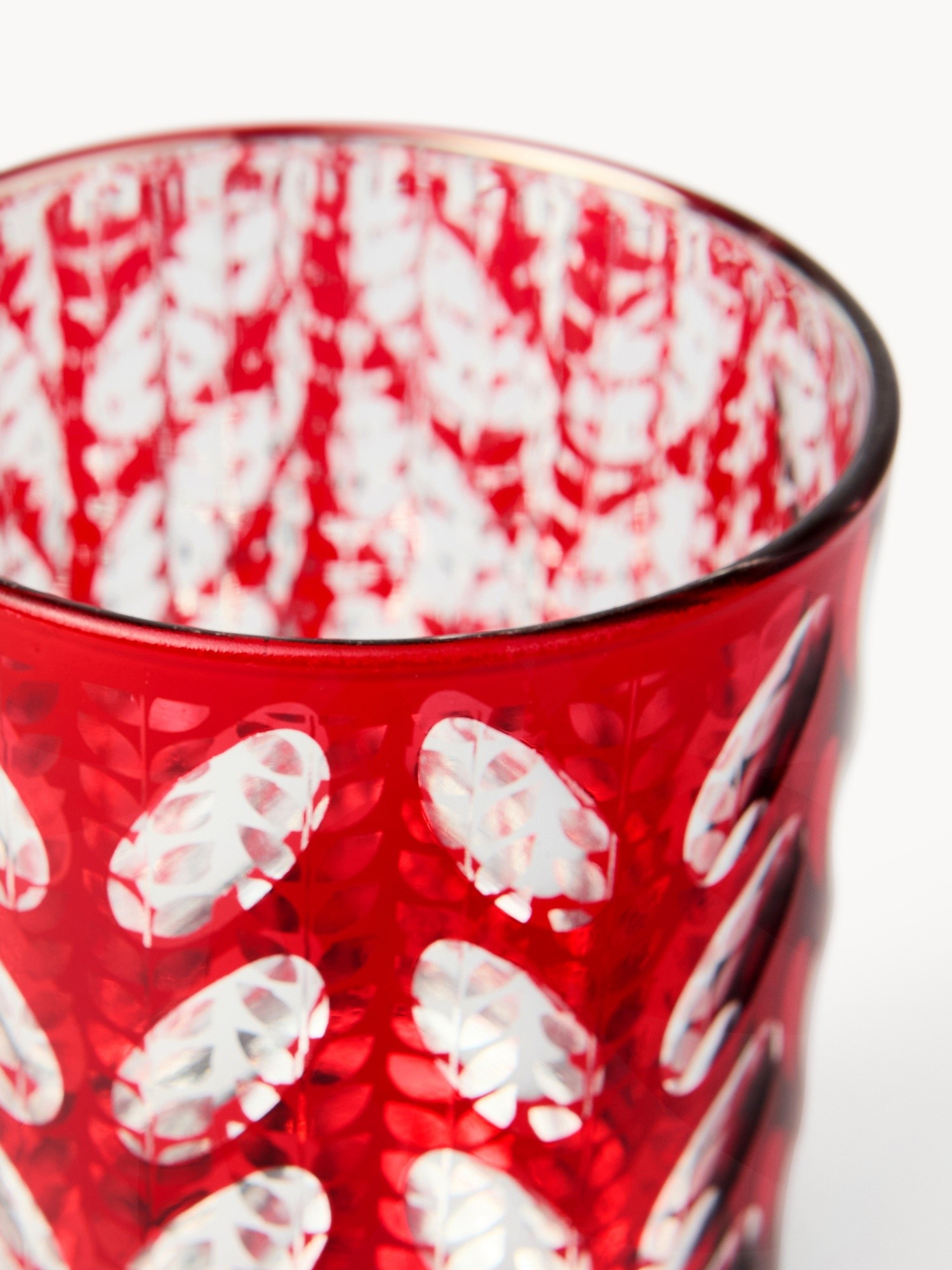 Portacandele in vetro decoro a foglie