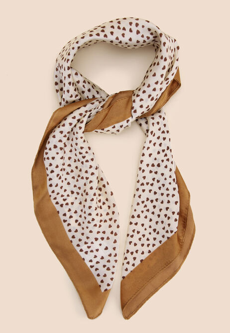 Womens Brown Heart Print Multiway Scarf