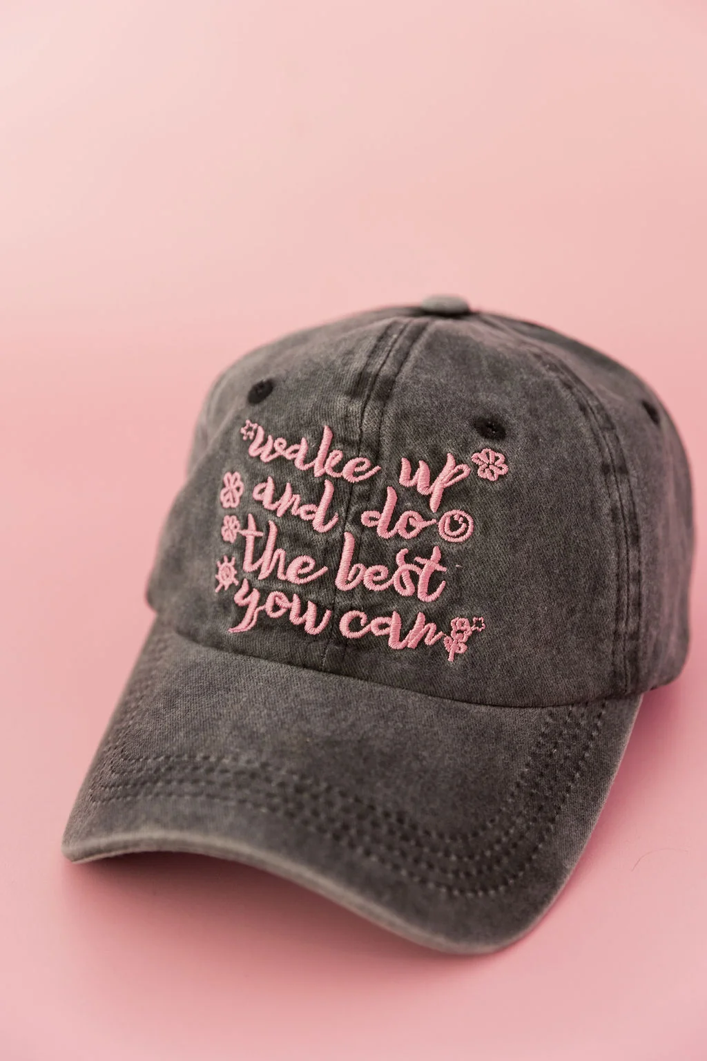 Essentials Slogan Cap in Show Up Black