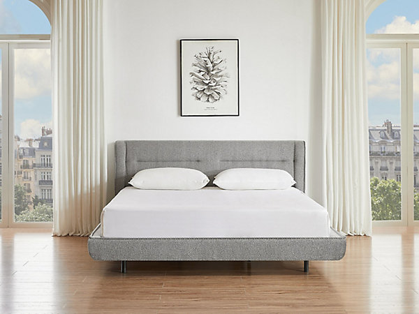 Lit 180 x 200 cm - Tissu bouclette - Gris - ISYDE
