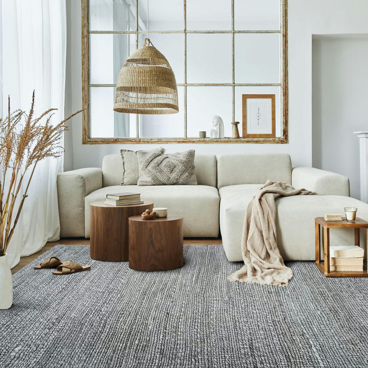 DESERTUM - Tapis tressé en jute gris 160x230