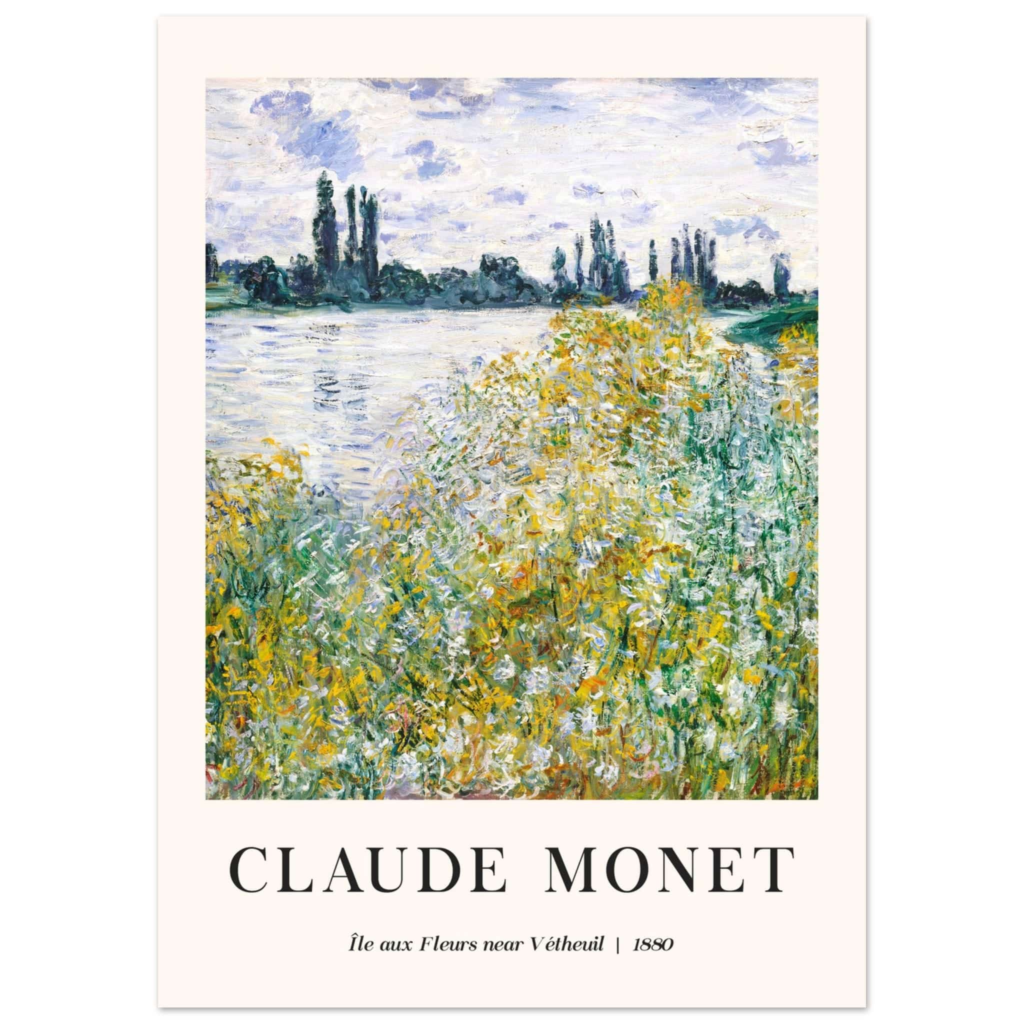 Artfulprints Poster Claude Monet - Île aux fleurs near Vétheuil  - 50x70 cm - Groen