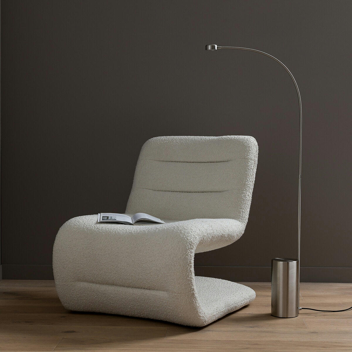 Lampadaire flexible nickel satiné, Gino