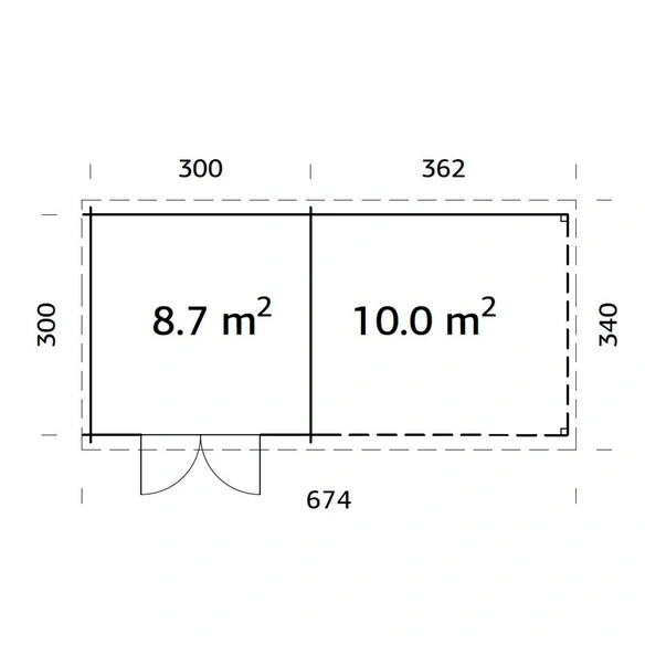 Gartenhaus »Ella«, Aufstellmaße BxTxH: 674 x 340 x 214 cm, lackiert, Holz