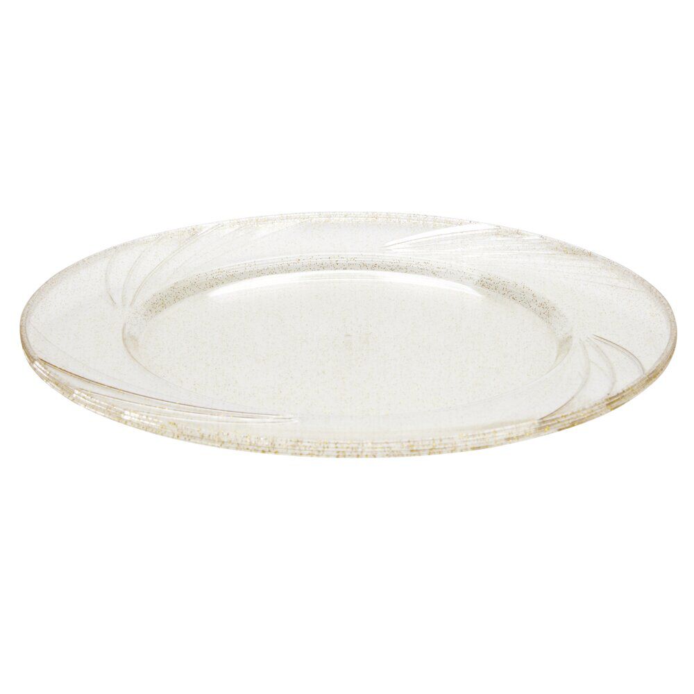 Assiette plastique réutilisable x4 pailletée dorée Ø26cm