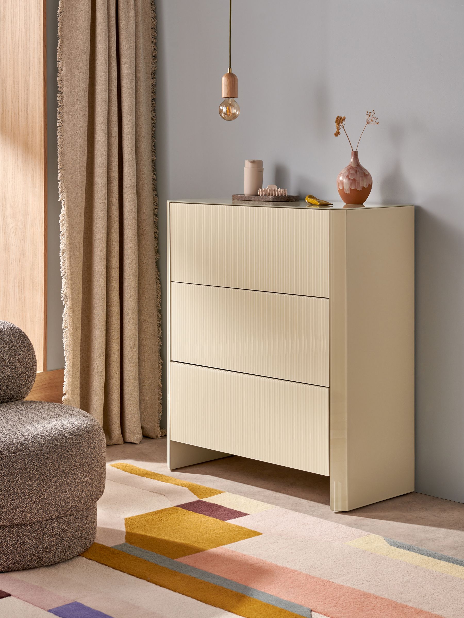 Eleni 3 Drawer Chest of Drawers in Ecru White