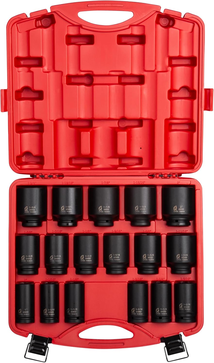 SUNEX TOOLS 4685, 3/4 Inch Drive Deep Impact Socket Set, 17-Piece, SAE, 1-2, Cr-Mo Steel, Radius Corner Design, Dual Size Markings, Heavy Duty Storage Case