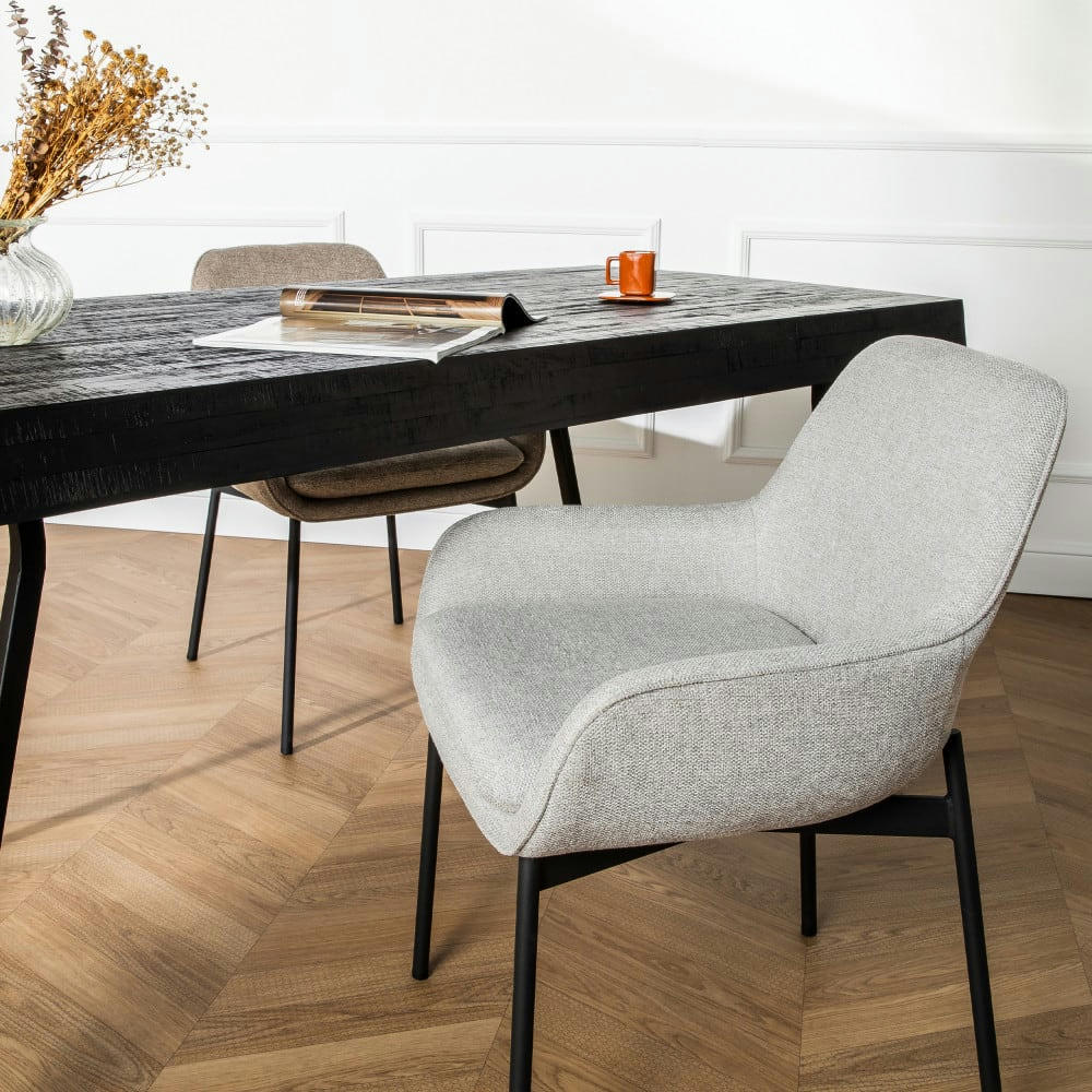 HAAS - Lot de 2 fauteuils de table en tissu et métal gris clair