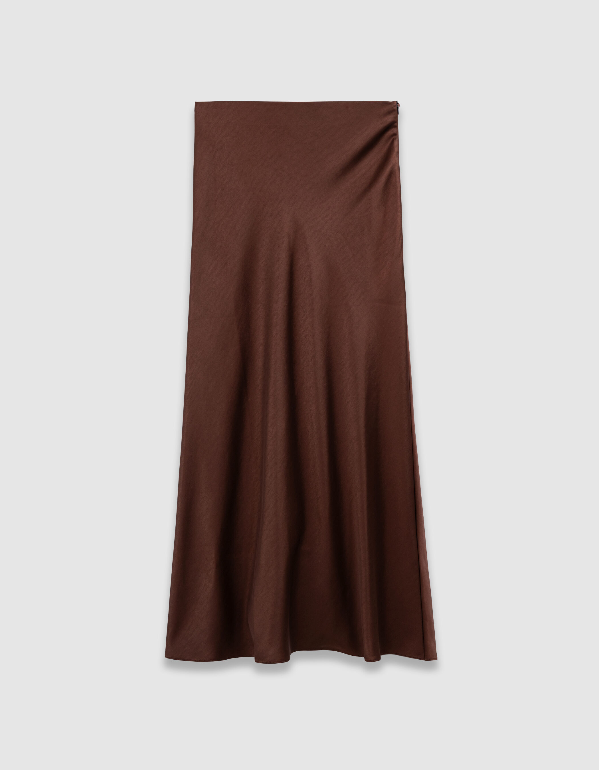 Jupe midi marron satinée Femme