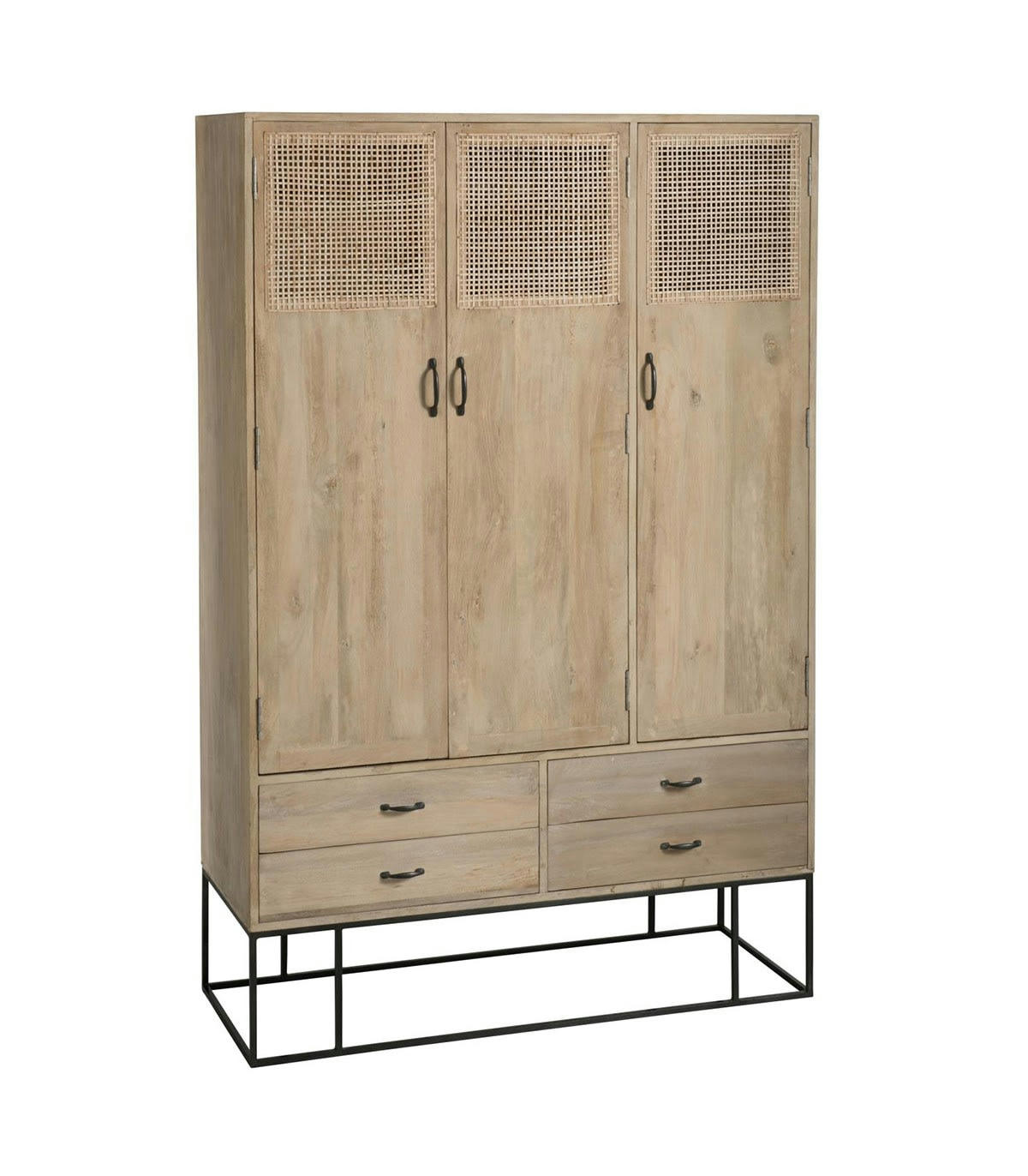 UKIALA - Armoire 3 portes et 4 tiroirs bois de manguier