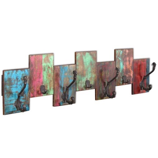 NNEVL Coat Rack with 7 Hooks Solid Reclaimed Wood